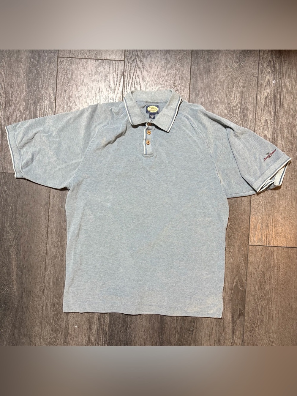 Tommy Bahama Polo Shirt Gray Cotton Short Sleeve Collared Men’s Size Large